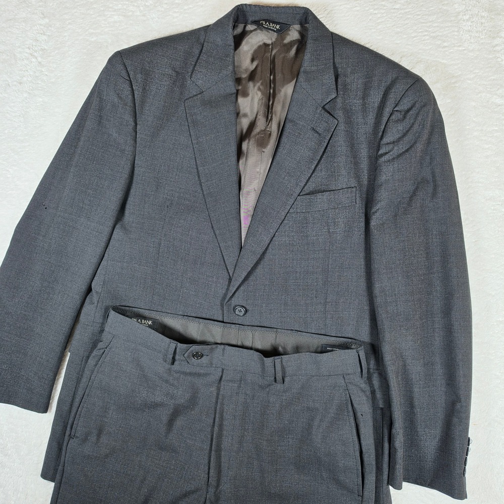 Jos. A. Bank H01951N Mens 42R Grey Wool 2-Button L/S Suit Set Professional